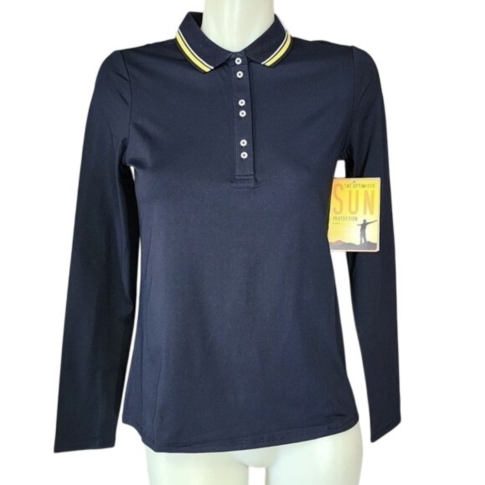 Swing Control Polo Shirt Women XS Navy Blue Long‎ Sleeve UV Protection Golfcore